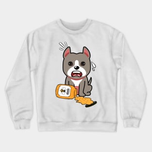 Cute grey dog spilled a jar of honey Crewneck Sweatshirt